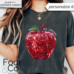 Disco Teacher Shirt, Personalized Teacher Shirt, Disco Apple Shirt