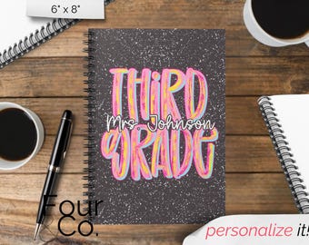 Teacher Notebook, 3rd Grade Teacher Notebook, Custom Notebook, Spiral Notebook