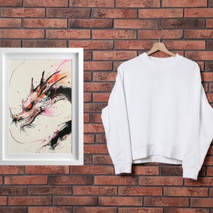 New Year Of The Dragon 2024 , Oriental Chinese Dragon , Digital Print Chinese Lunar New Year, Minimalist Printable Digital Painting