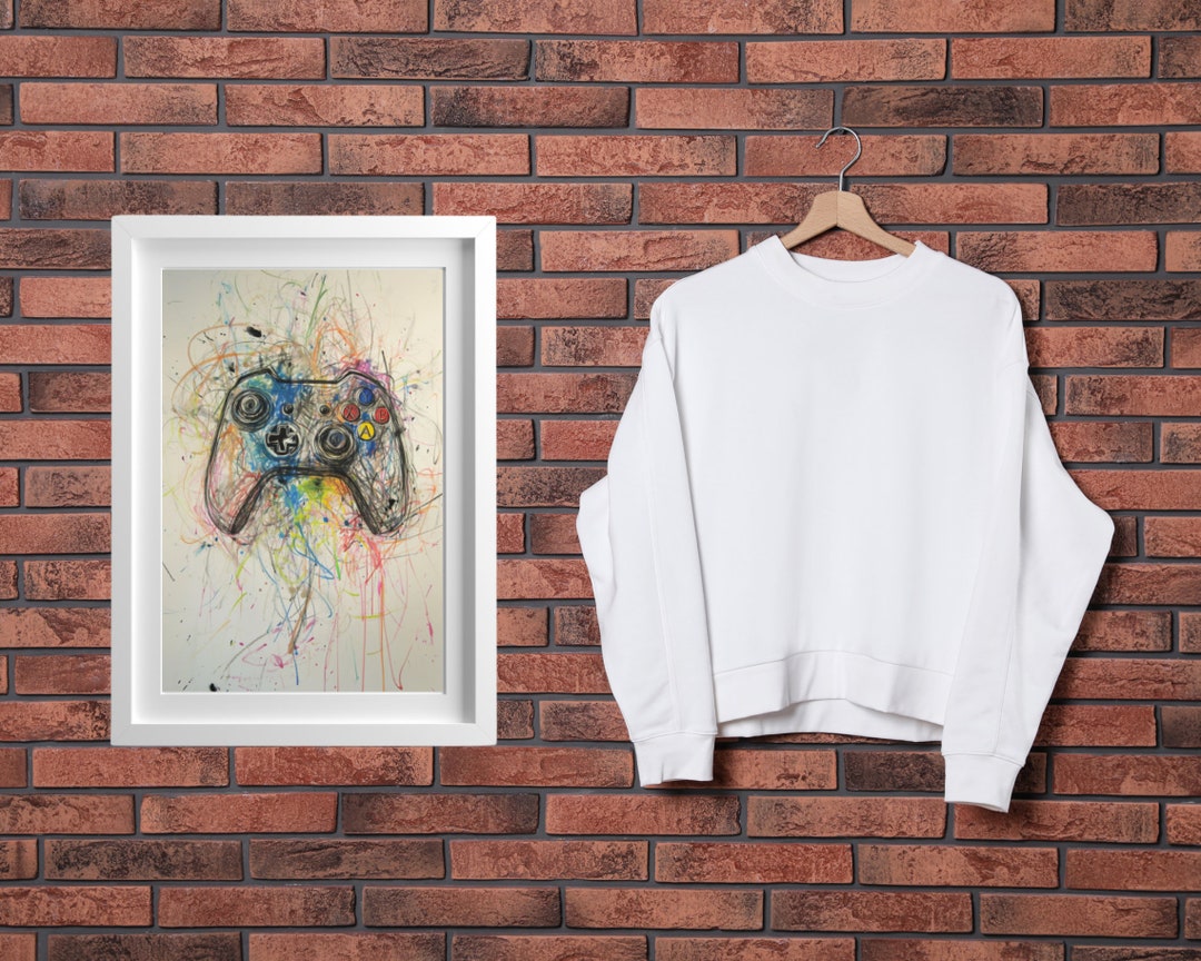 Sketch Art Gaming Controller Art Print, Drawing Gaming Artwork, Digital ...