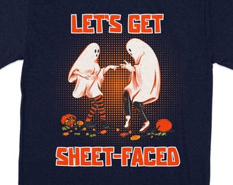 HALLOWEEN-UNISEX-Let's Get Sheet-Faced-Dancing Ghosts T-Shirt, Halloween Shirt, lustiges Halloween Shirt, Halloween Party T-Shirt, Candy Shirt