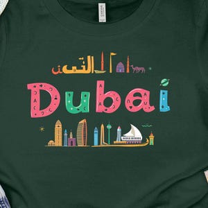 Dubai Cityscape Graphic Tee, Colorful Dubai Landmarks Shirt, Dubai Travel Souvenir T-Shirt, Unique Dubai Tourist Gift Idea, Dubai Skyline