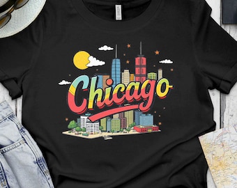 Chicago Skyline Graphic Tee: Colorful Cityscape Shirt