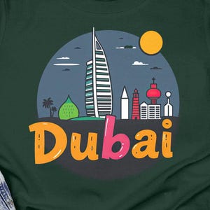 Dubai Skyline Graphic Tee, Dubai Cityscape T-Shirt, Trendy Dubai Souvenir Tshirt, Stylish Dubai Landmark Shirt, Gift for Travelers