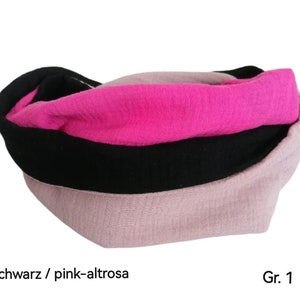 Écharpe à boucle en mousseline pour enfants, 3 couleurs, écharpe à boucle pour filles schw./pink-altrosa
