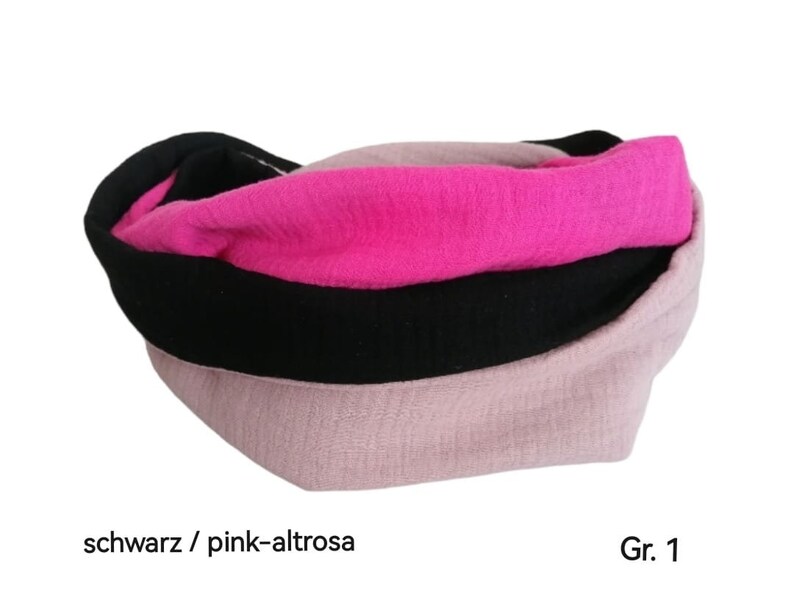 Écharpe à boucle en mousseline pour enfants, 3 couleurs, écharpe à boucle pour filles schw./pink-altrosa