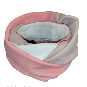 3 colors kids muslin loop scarf loop scarf girls weiß/altrosa-fr.rosa