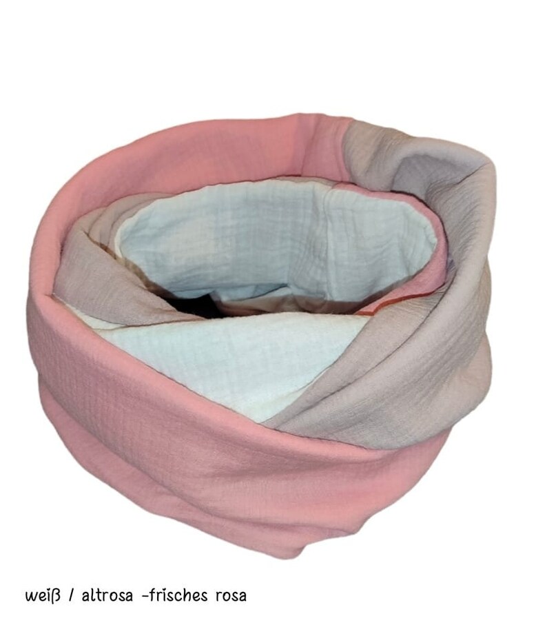 3 colors kids muslin loop scarf loop scarf girls weiß/altrosa-fr.rosa