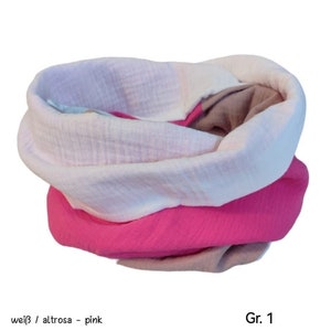 Écharpe à boucle en mousseline pour enfants, 3 couleurs, écharpe à boucle pour filles weiß/altrosa-pink