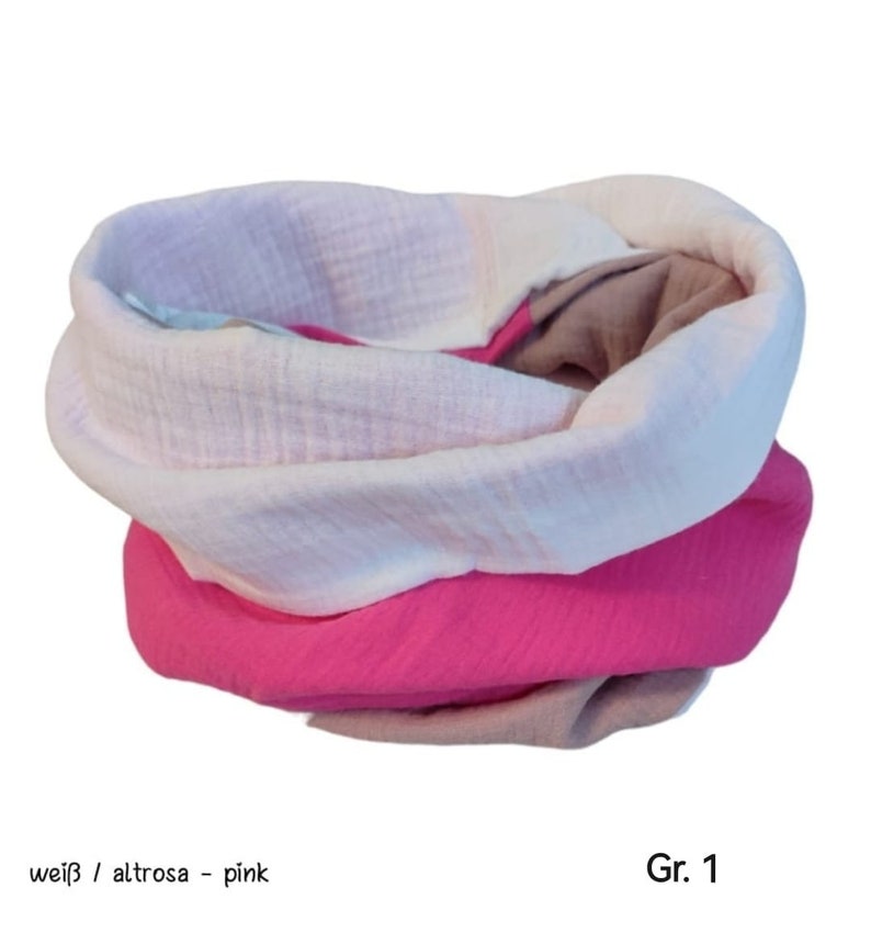 Écharpe à boucle en mousseline pour enfants, 3 couleurs, écharpe à boucle pour filles weiß/altrosa-pink