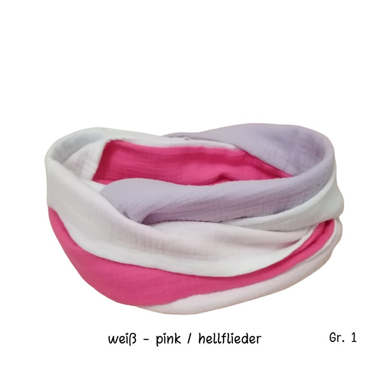 Écharpe à boucle en mousseline pour enfants, 3 couleurs, écharpe à boucle pour filles weiß/pink-hellflied