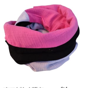 3 colors kids muslin loop scarf loop scarf girls schw./pink-hellflied