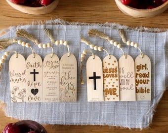 Personalized Christian Wooden Bookmark | Engraved Bible Verse Gift