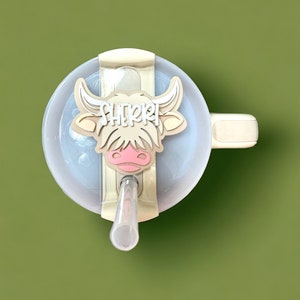 Highland Cow Topper for Stanley Tumbler 30/40 oz Quencher H2.0 -Teacher gift  Birthday Mother's Day-Personalized Bookbag/keychain tag-