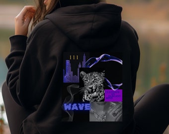 Black hoodie street style European Vibe man and woman Sweatshirt Abstract art on the back !