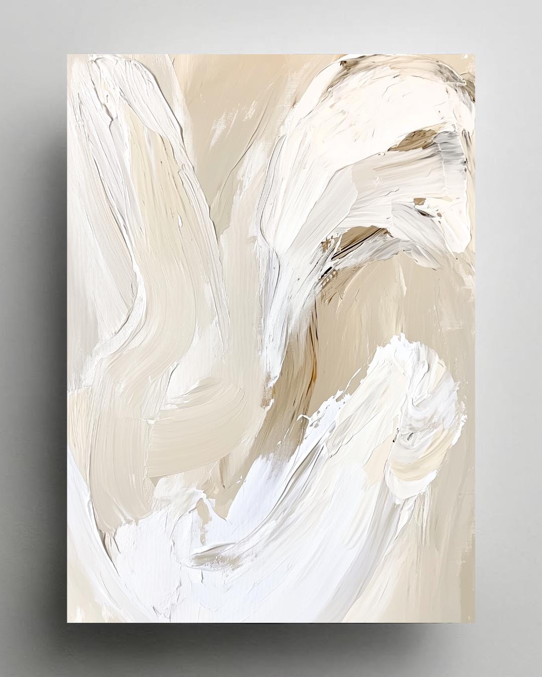 Neutral Textured Abstract Wall Art – Beige & White Modern Minimalist ...