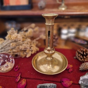 Large Candle Holder with Pusher and Cup 19th Century - Altar Tool for Witches, Wiccans, Rituals, Magic Curiosities