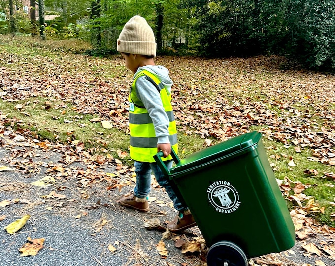 Personalized Toddler Rolling Trash Bin, Custom Garbage Truck Pretend Play