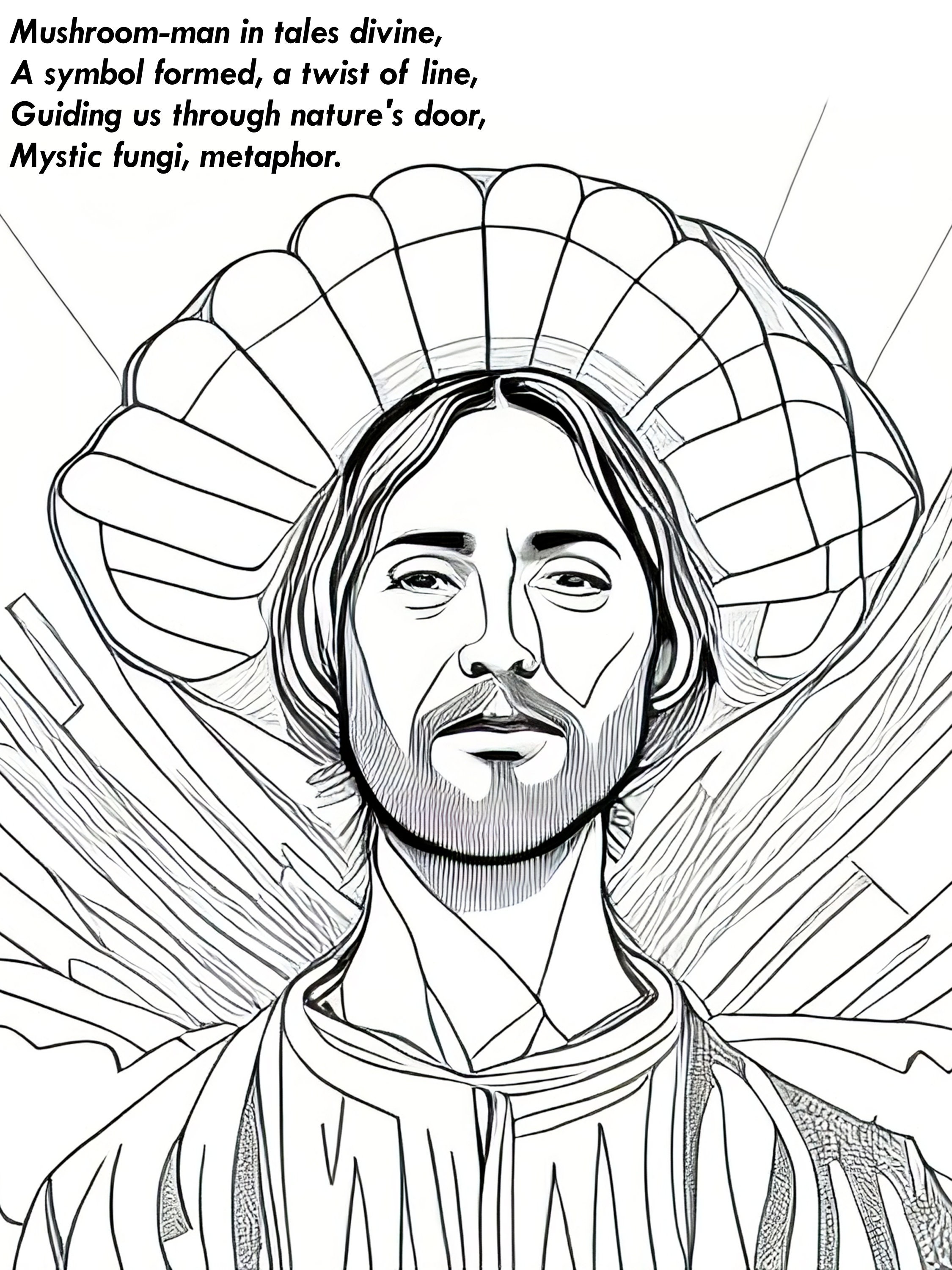 Mushroom-man : Coloring Page and Verse - Etsy