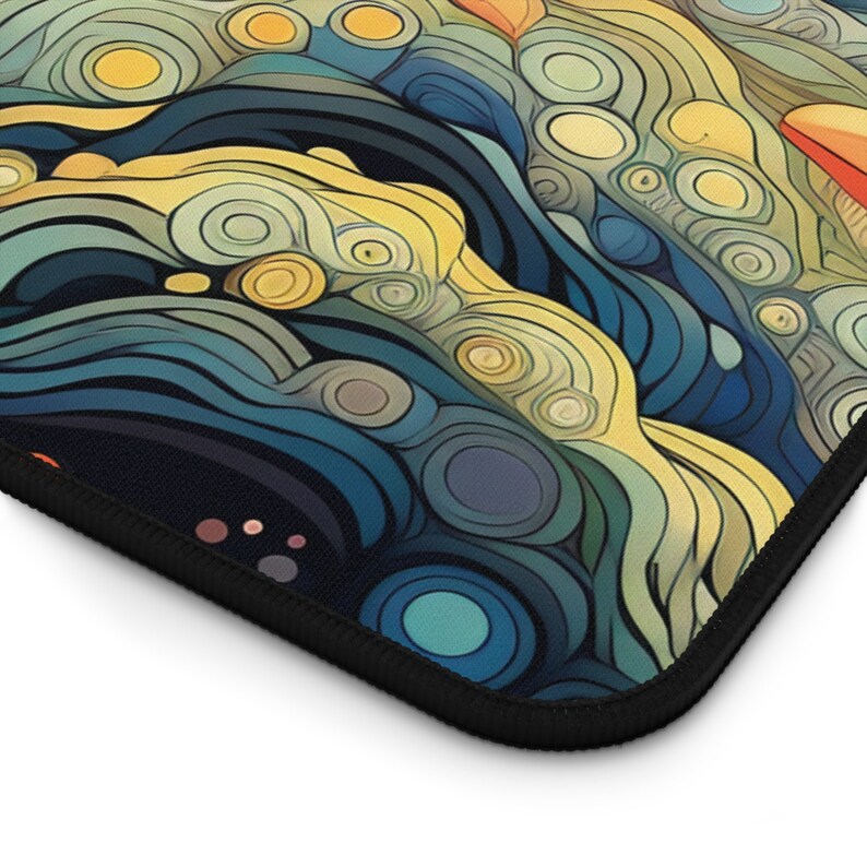 Pink & Green Scalloped Desk Mat - Large 31x15.7 Inch Checkered Mouse Pad, Vintage Cottagecore Aesthetic