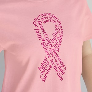 Chemise à ruban avec texte sur le cancer du sein