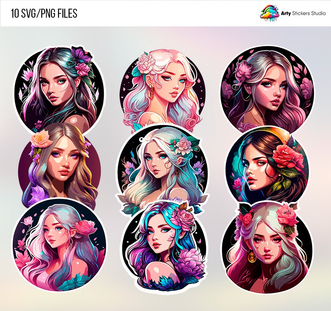 Girl, PNG SVG Stickers, PNG Stickers Set, Printable Stickers, Sticker ...