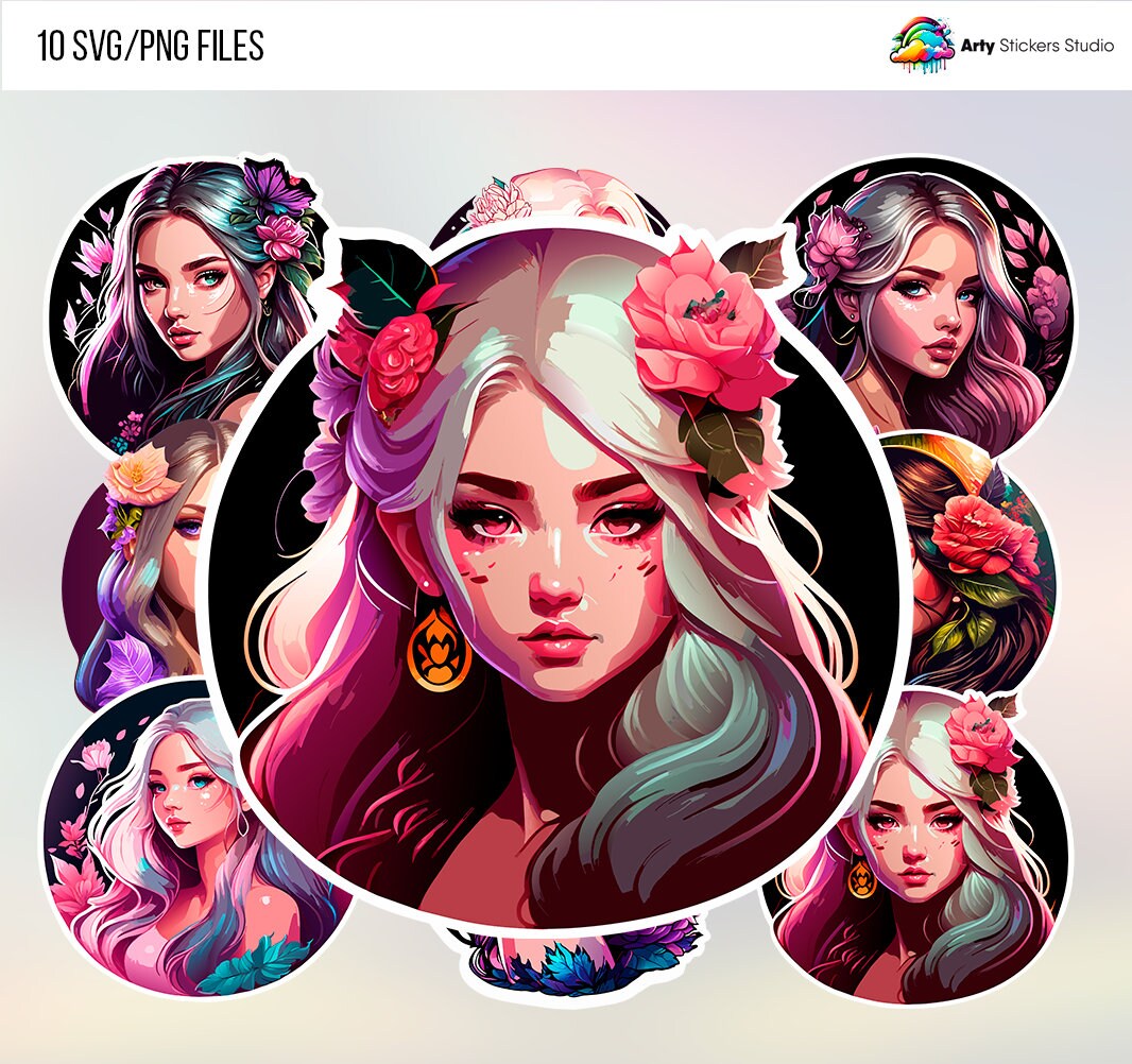 Girl, PNG SVG Stickers, PNG Stickers Set, Printable Stickers, Sticker ...
