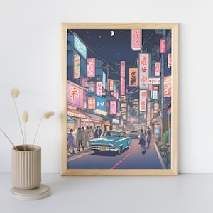 Modern Wall Poster Tokyo Street Anime Manga Style - Printable Decoration Wall Art Japanese Digital Print Painting