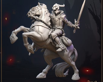 Headless Horseman Miniature, 28mm Resin Printed D&D Fantasy