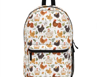 Chicken Backpack Funny Chicken Bag Cottagecore Accessory Homestead Mom Gift Farmcore Travel Pack Rooster Book Bag Animal Print Present