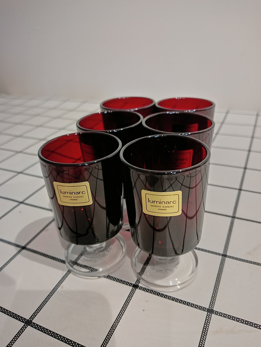 Luminarc Ruby Red Liquor Glasses France 1970s Etsy