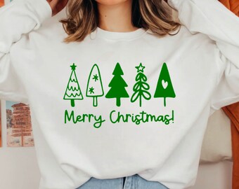 Christmas Tree Sweatshirt, Christmas Vibes, Soft Cozy Warm Sweatshirt, Christmas Sweatshirt, Snowy Sweatshirt, Cute Christmas Tree Sweater