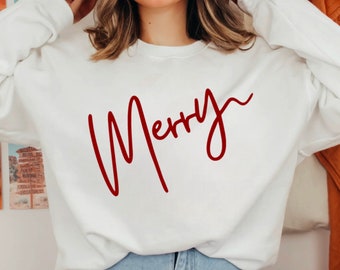 Merry Sweatshirt, Merry Sweater, Soft Cozy Warm Sweatshirt, Christmas Sweatshirt, Women's Christmas Sweatshirt, Christmas Apparel