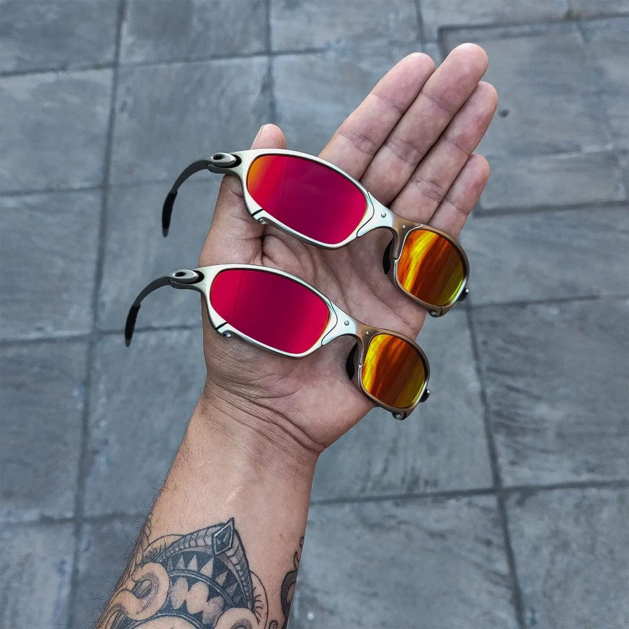 Oakley XX 24k Gold and Carbon Ruby Iridium Sunglasses