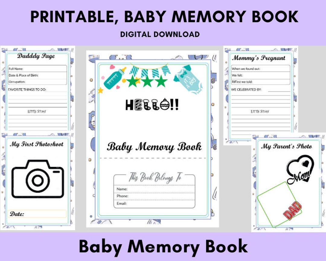 Baby Book Printable Baby Memory Book Printable Memory Book - Etsy