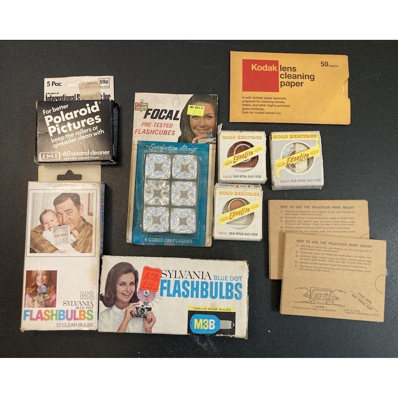 Polaroid Kodak Bulbs Cleaner Optical Filter Print Mount Some Incomplete Vtg Lot image 1