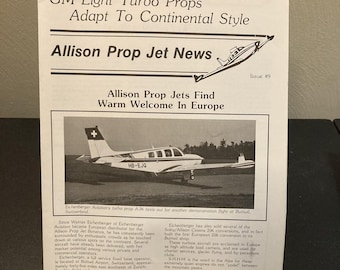 Libro de noticias sobre aviones a reacción Allison Prop Jet GM Light Turbo General Motors Circa 1998