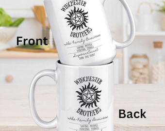 Taza de café de los Hermanos Winchester Supernatural / Taza de fan de The Family Business Saving People Hunting Things