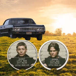 Supernatural Folsom Prison Blues Car Coasters, Sam & Dean Winchester, Supernatural Lovers Gift, Great Stocking Stuffers