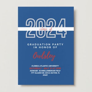 Florida Atlantic University Graduation Invite I FAU Graduation Invitation I Editable Template I Instant Download I Canva