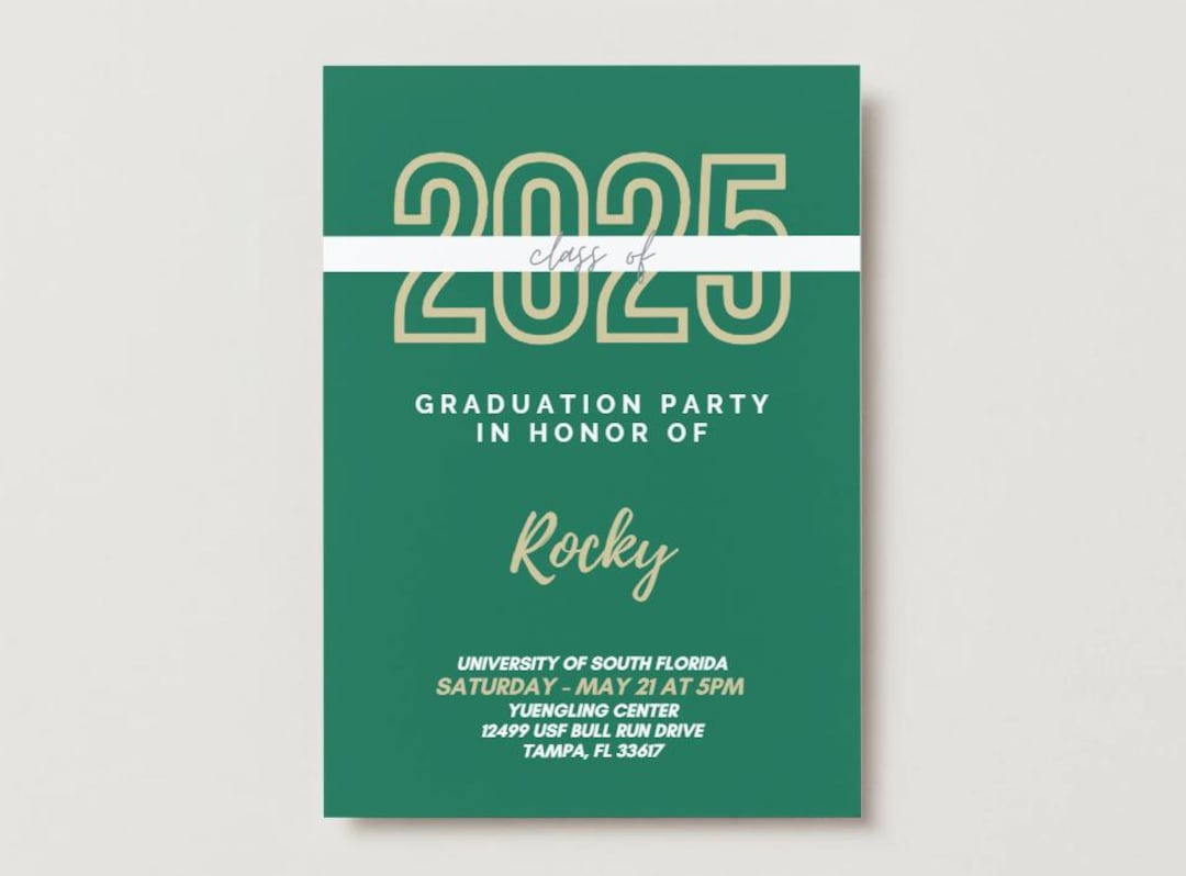 USF Graduation Invitation, Editable Canva Template (digital Download ...