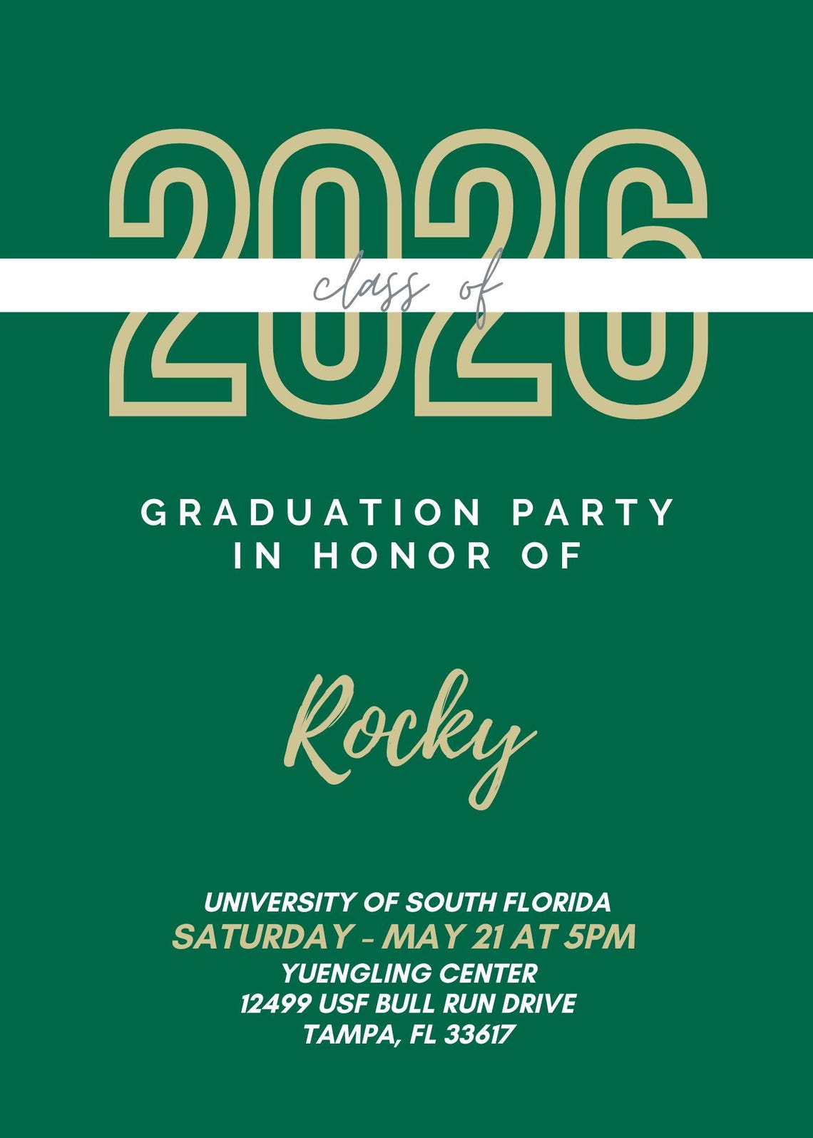 USF Graduation Invitation, Editable Canva Template (digital Download ...