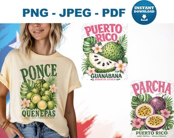 Puerto Rico Tropical Fruits Botanical Illustration Bundle (PNG, JPG, PDF)