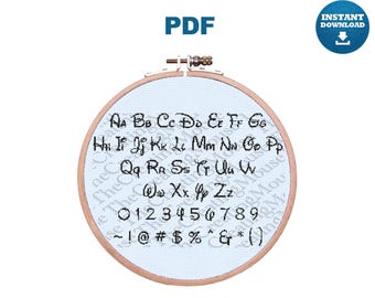Cartoon Font Cross Stitch Pattern, Mickey Letters Symbols (PDF Download)