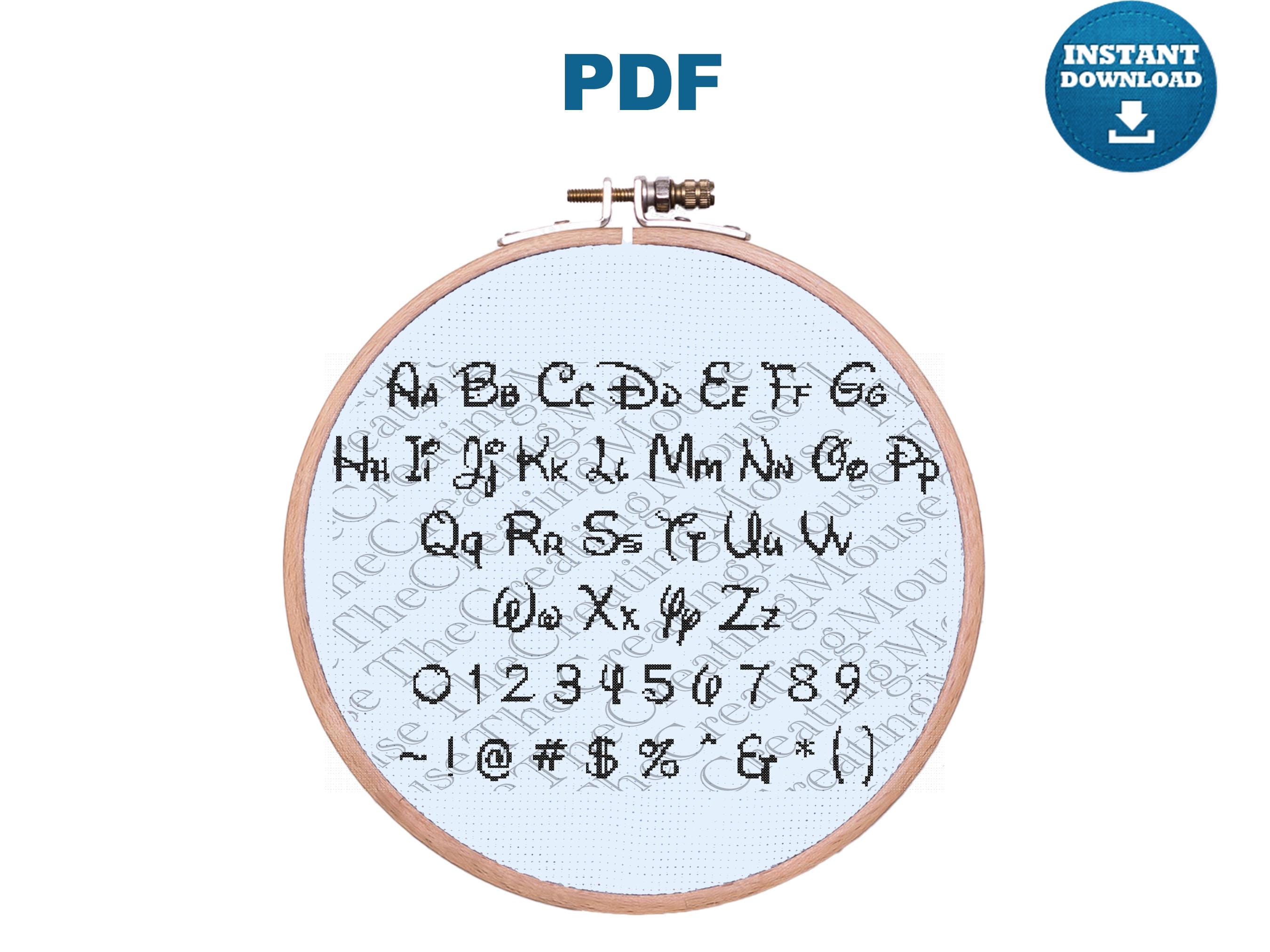 Cartoon Font Cross Stitch Pattern, Mickey Letters Symbols (PDF Download ...