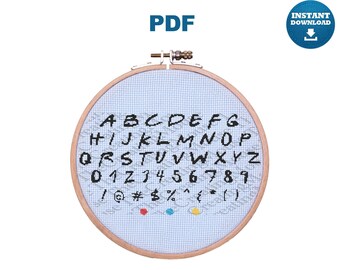 Cross Stitch Alphabet Pattern: Friendly Font Letters & Symbols (PDF Download)