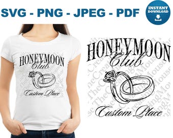 Custom Honeymoon Club SVG PNG Personalized Wedding Trip Shirt Cricut Cut File Bride Groom Couple Gift