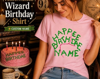 Personalized Wizard Birthday Shirt, Custom Name Happee Birthdae Tee