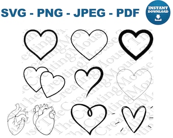 Hearts SVG Bundle PNG Love Heart Clipart Valentine Cricut Cut Files Romantic Wedding Digital Download