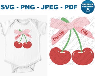 Cherry Bow SVG Clipart | Coquette Pink Ribbon Design (svg, png, jpg, pdf)